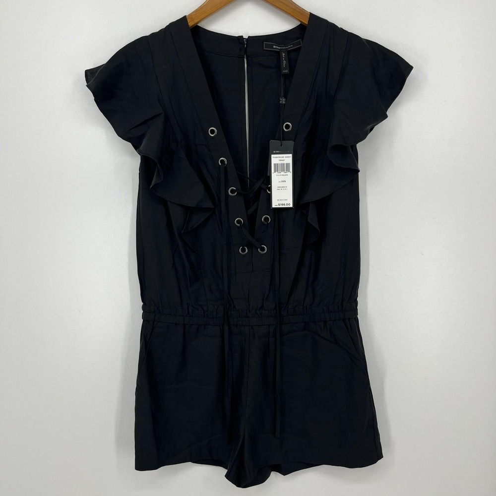 BCBGMAXAZRIA Kenzi Romper Women's Size 2XS XXS Black‎ New NWT 613000148490